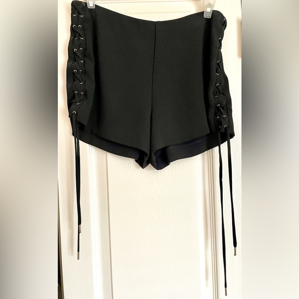 Rachel Roy Black Side Lace-Up Shorts